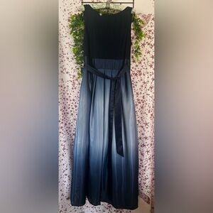 Classic Navy Ombre Maxi Dress with Waist Tie
